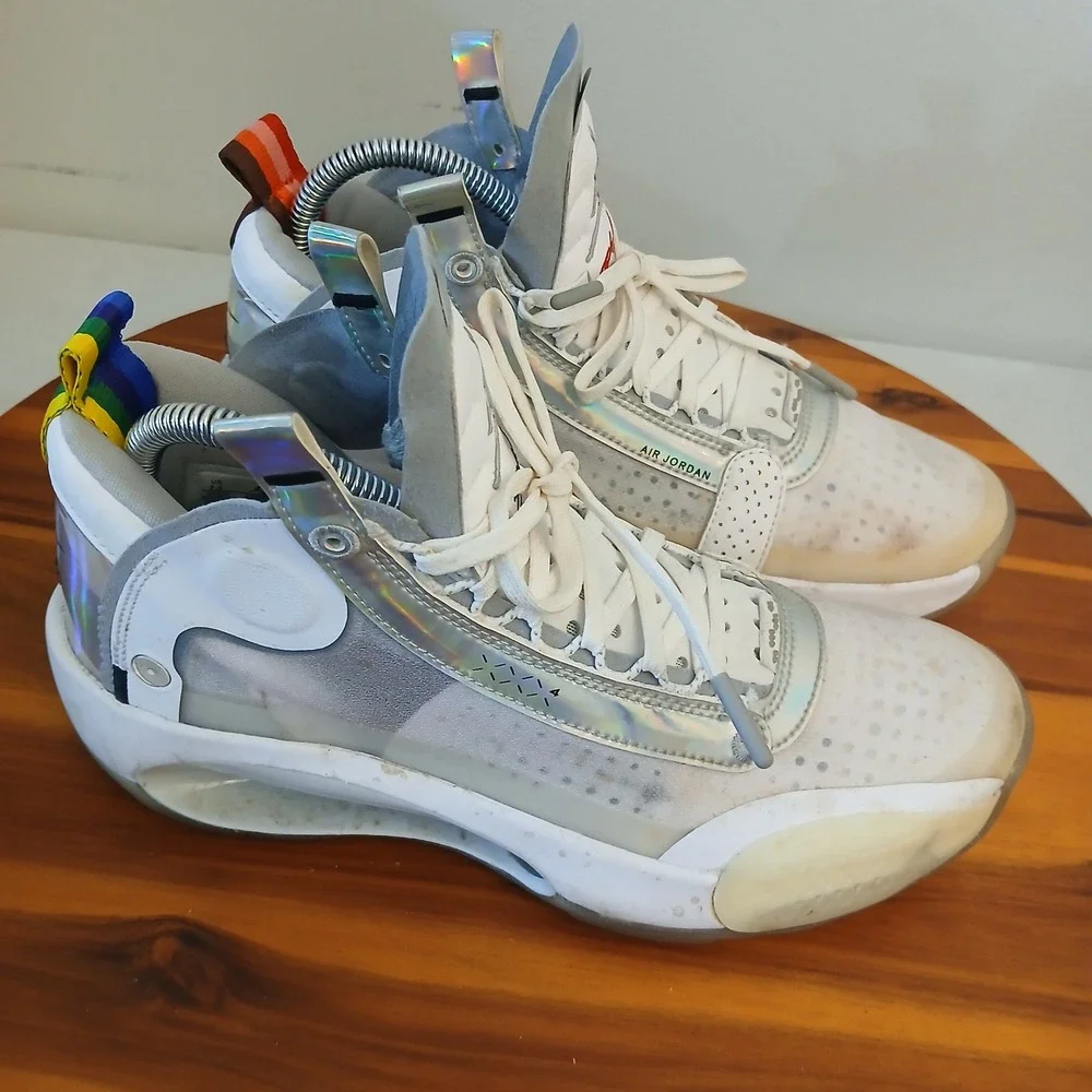 Jordan 34 Unite Mens 7.5 White Basketball Shoes Sneakers AR3240-101